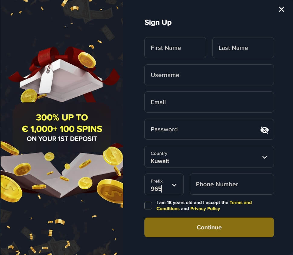 Spinup - Kuwaitcasino - casino review - registeration